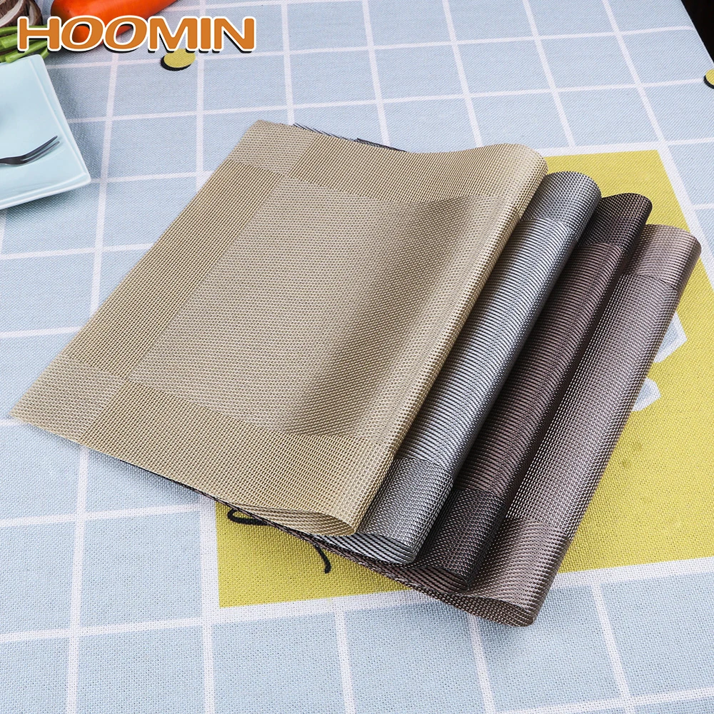 

HOOMIN Table Decoration Weave Placemat Coasters Dining Table Mat Kitchen Accessories Disc Pads Bowl Pad Fashion PVC