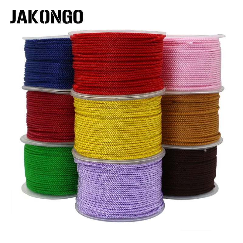 JAKONGO 1,5 мм шелковистый Плетеный Миланский шнур нить для изготовления ювелирных изделий веревка для DIY браслета ожерелье ручной работы 50 ярдов 16 цветов