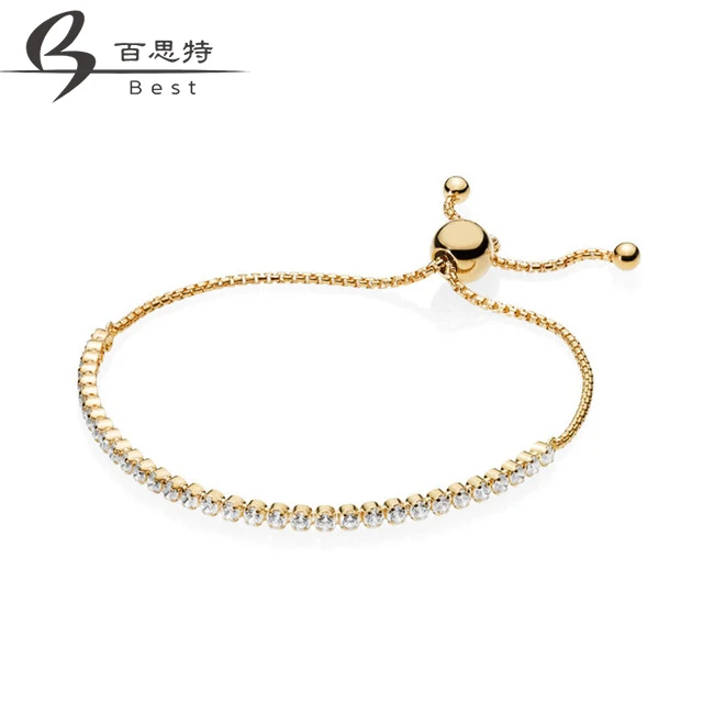 

BEST 100% 925 Sterling Silver New 1:1 560524CZ SHINE SPARKLING STRAND BRACELET Original Jewelry