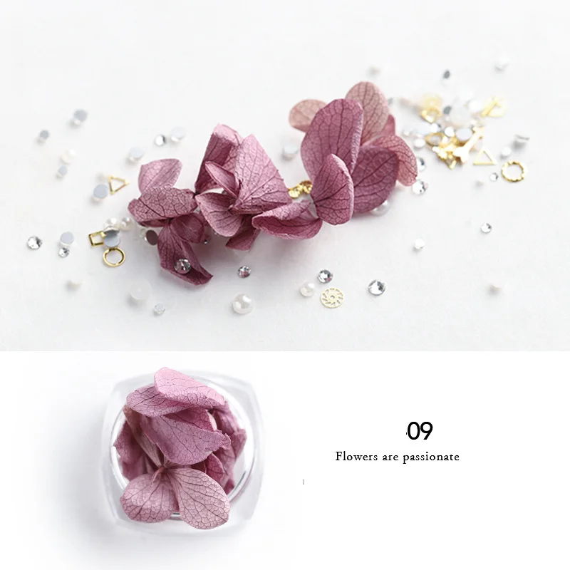 Сушеный цветок настоящий цветочный 3D дизайн ногтей цветок хрустальный жемчуг украшения УФ гель лак Натуральный Цветочный слайдер набор маникюр D0023