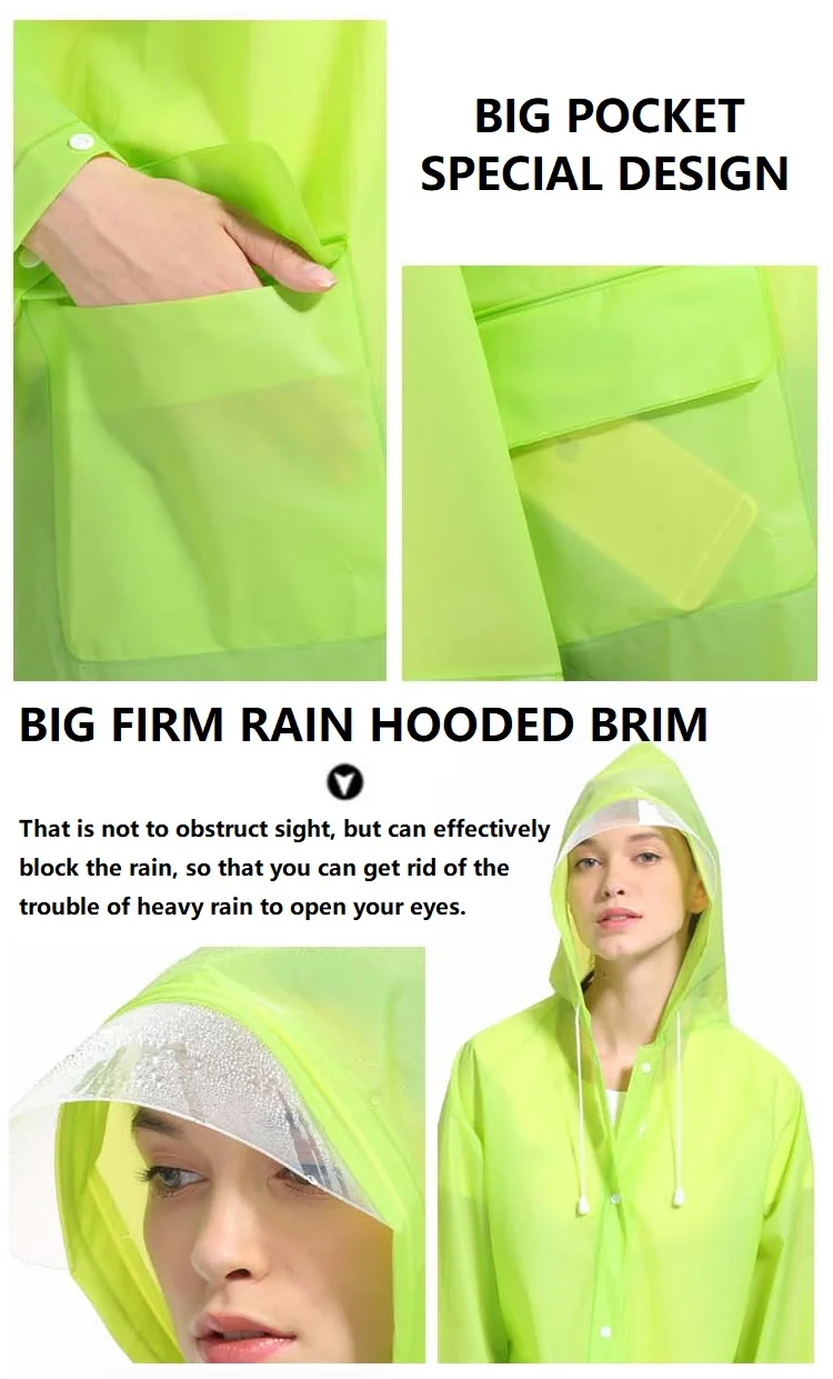 Матовый плащ для мужчин Женский дождевик Матовый дождевик пончо с капюшоном EVA Тренч однотонная верхняя одежда дождевик с карманом