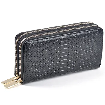 

052318 new hot women leather double zipper long clutch wallet female hand bag