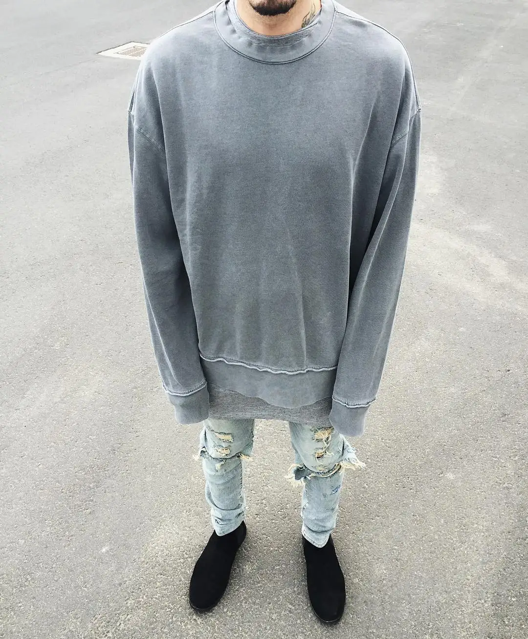 Мужская Осенняя Новинка kanye west хип-хоп стиль уличная одежда ArmyGreen& Gray& Black свитшоты негабаритный однотонный Повседневный пуловер с капюшоном