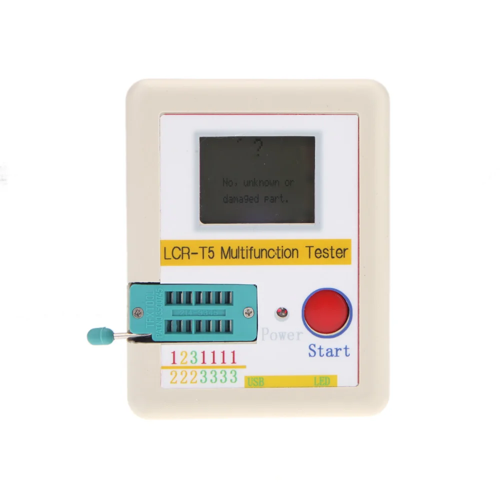 

LCR-T5 White Transistor Tester Diode Triode Capacitance ESR Meter Tester With LCD Display MOS Triac + Case + Li-ion Battery