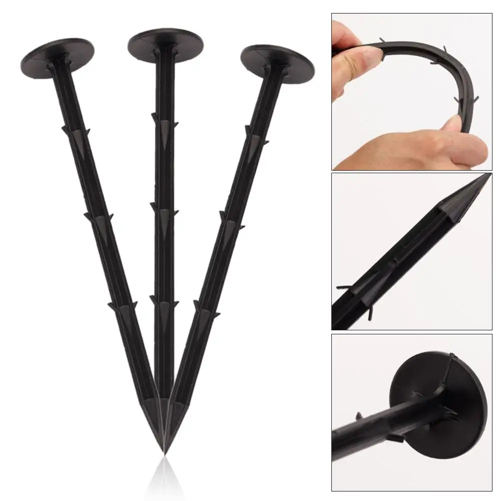 10PCS Black Ground Nail Stake for Plastic Tarp Tent Garden Lawn Netting#BO