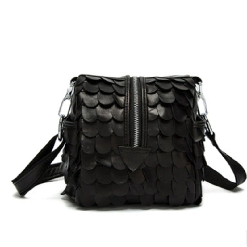 Steampunk Pure Sheepskin Genuine Leather Women Messenger Bags Punk