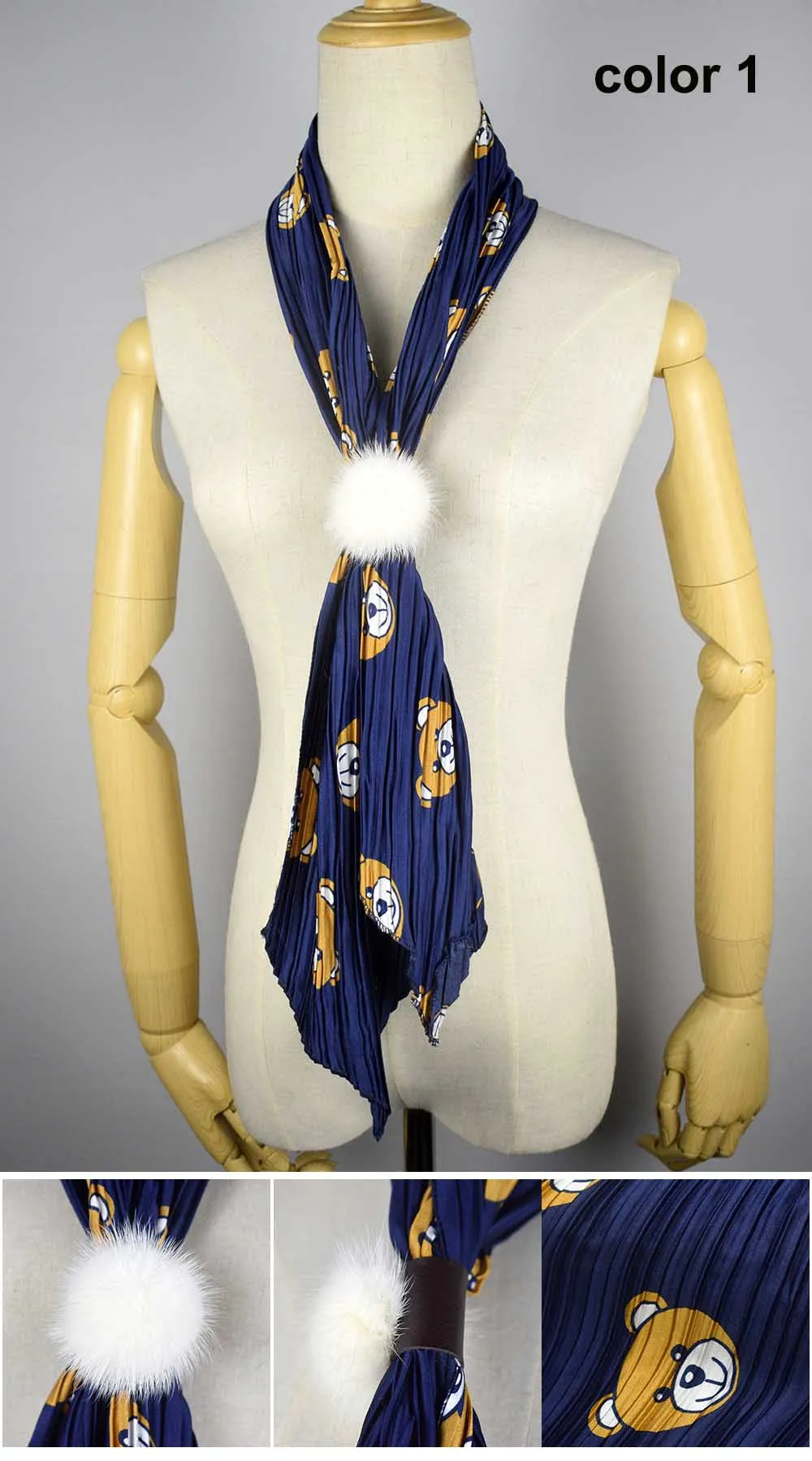 silk women scarf mink ball color 11