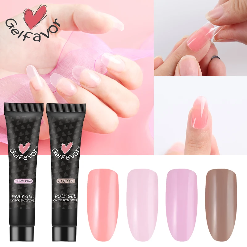 

Gelfavor 15ML Crystal Poly Builder Gel for Nails Extension LED UV Gel Nail Polish Manicure Set Semi Permanent Transparent Top