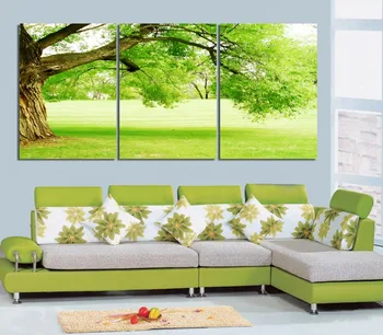 

Modular HD Print Artwork Green Tree Nature Landscape 3 Pics Home Decor Modern Canvas Painting On Wall For Living Room