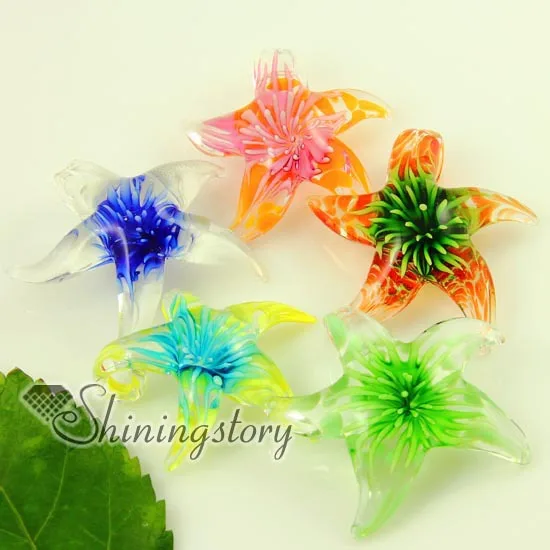 

Italian starfish flower venetian lampwork blown murano glass pendants for necklaces jewelry colored cheap fashion jewellery