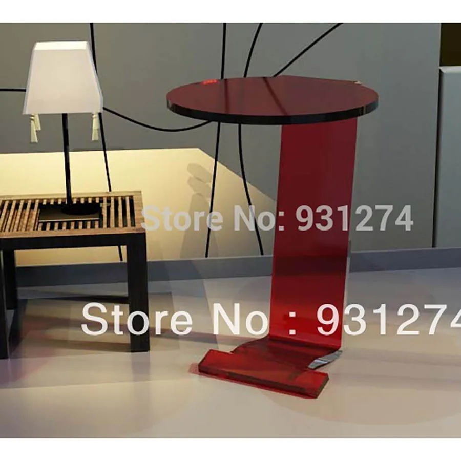 Waterfall Acrylic Round Side Sofa Table,Lucite Occasional Small Tea Table - 35W 35D 52H CM