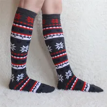 Для женщин наряд для девочки на Рождество носки подарок Санта-Клауса, женская пижама, детская для девочек, полосатый, с цветочным принтом Рождественский забавные теплые гольфы осень-зима носки