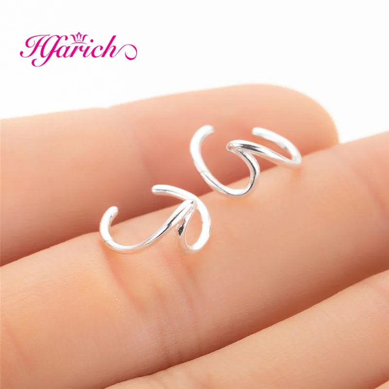 

Hfarich Wave Ear Cuff Wave Cartilage Earrings For Women Twisted Ear cuff Jewelry Fake Conch piercing Wave stud Copper Earring