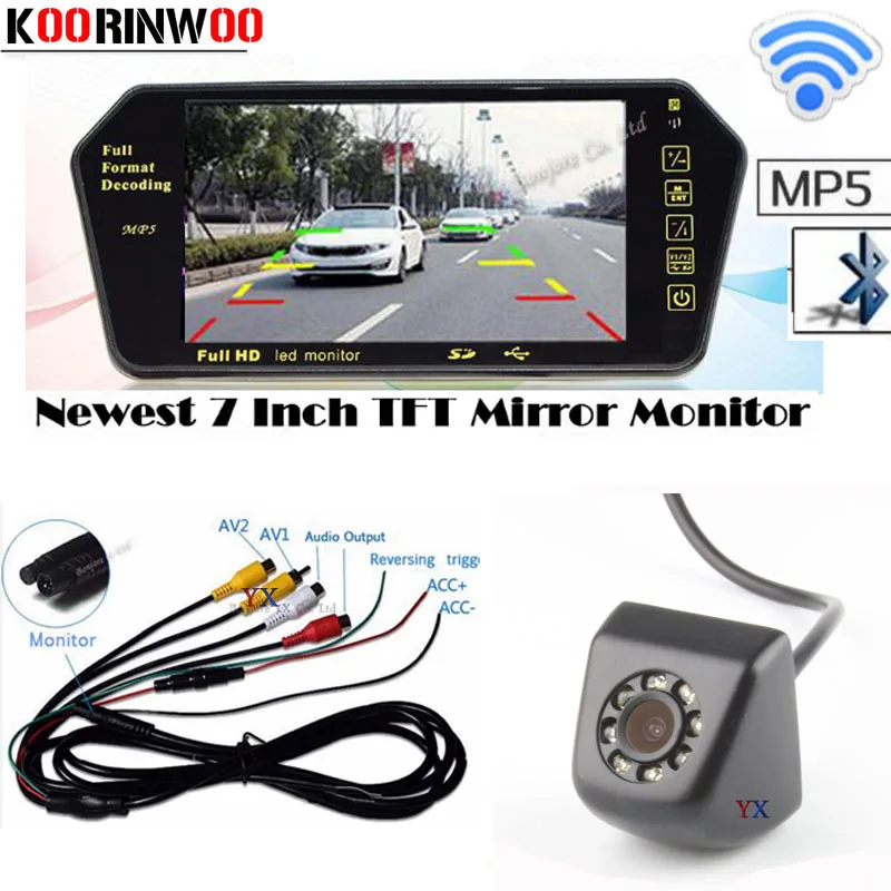 

Wireless Parking kit Car 7inch Mirro Monitor 1024*600 Audio Bluetooth MP5 MP4 FM Broadcast Car Rear view Camera Reversing System