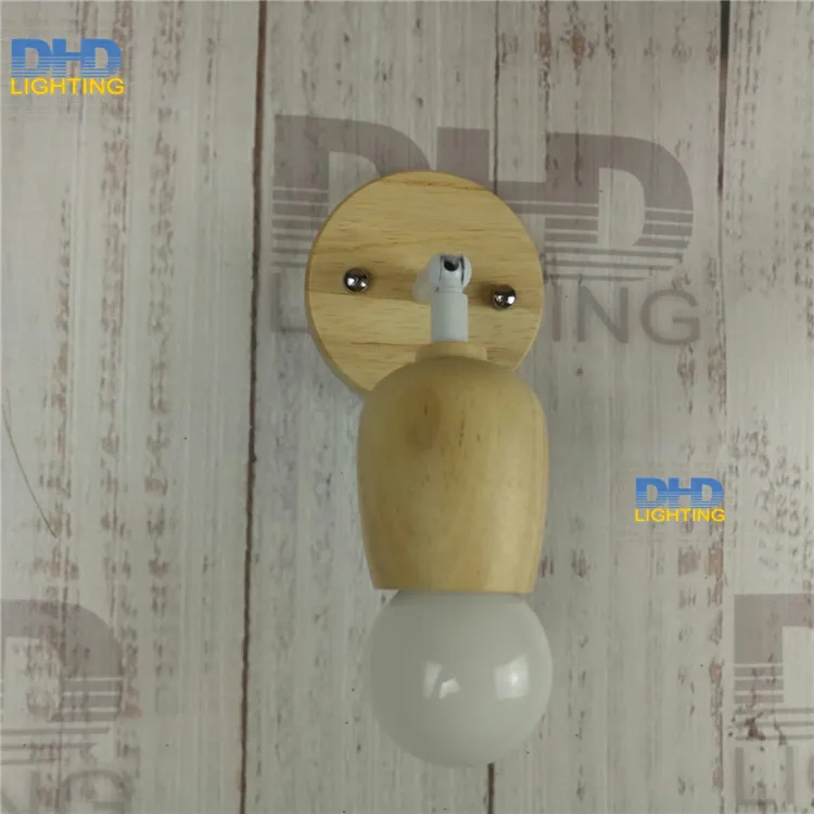 

Free shipping modern wooden wall lamp with wood canopy DIY simple beside light edison filament bulb lighting for bedroom