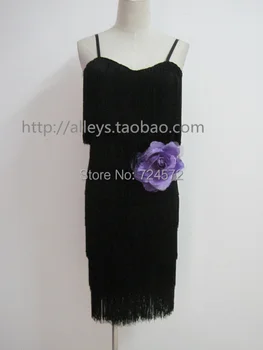 

Latin dance costume sexy black tassel flower latin dance dress for women latin dance competition black dresses