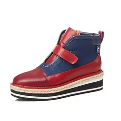 Новые туфли на плоской толстой подошве, красные, коричневые женские туфли на платформе, синие джинсовые повседневные туфли, женские