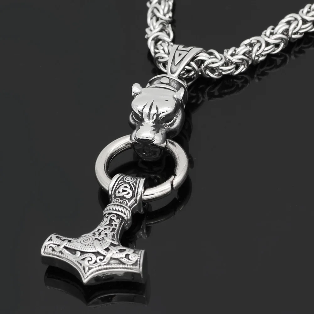 Мужская голова Волка odin из нержавеющей стали с молотком thor MJOLNIR амулет узелком