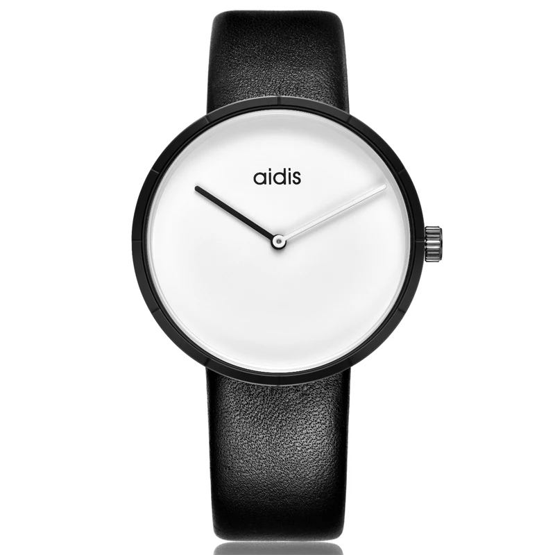 

Addies Genuine Leather Black Quartz Watch Men 2019 Casual Relogio Masculino Line Simple Stylish Quartz Watch Gifts for Men