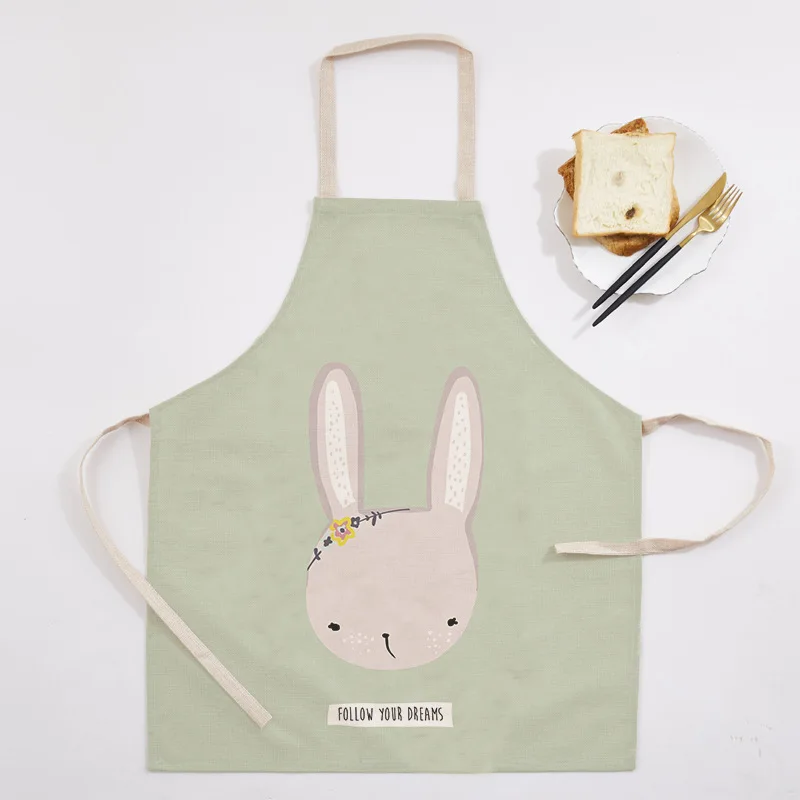 1Pcs Kitchen funny Apron Sleeveless Cotton Linen Printed Aprons for Women Kitchen Baking Cooking Accessories 60*70CM pinafore - Цвет: G