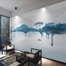 Creative wallpaper simple abstract ink landscape background wall decoration painting professional custom mural photo wallpaper free shipping lotus ink shrimp chinese ink ground painting wallpaper kitchen park mall decoration thicken floor mural