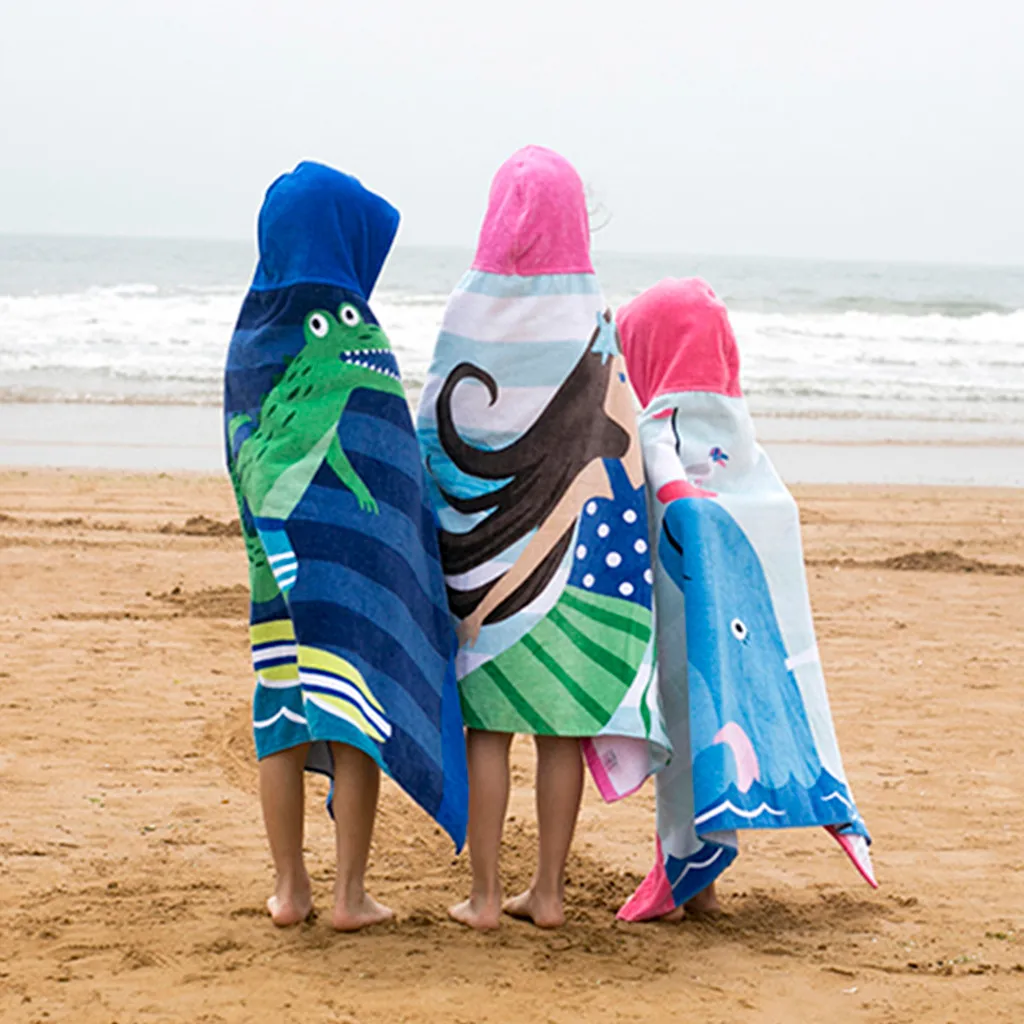 MUQGEW детское мультяшное полотенце с капюшоном для плавания ming пляжное банное полотенце Сгущает Вязаная Шаль для взрослых детей носимая одежда для плавания с капюшоном плащ