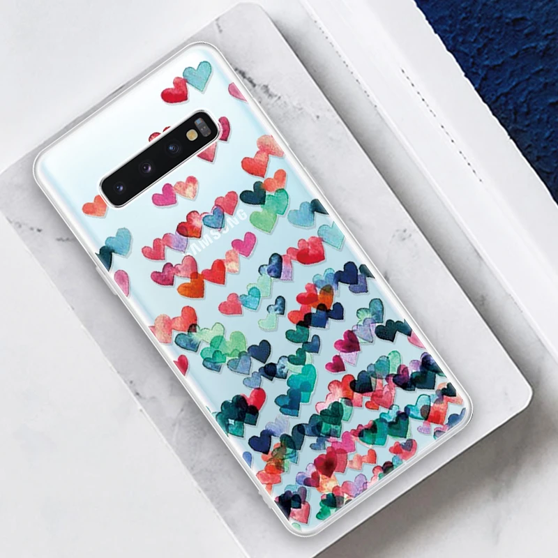 Мягкий прозрачный силиконовый чехол для samsung Galaxy A10 A20 e A30 A50 A60 A70 с принтом сердца для samsung S10 E S8 S9 S10 Plus