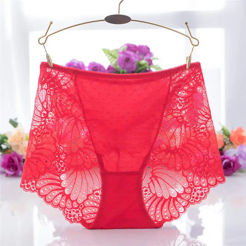 Sexy Large Sizes Women's Lace Panties Soft Briefs High Waist Buttock