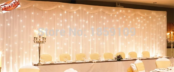 

3x6m White Silk Wedding Backdrop with LED Curtain light Backdrop Wedding Drape with LED light,Drape and LED Light For Wedding
