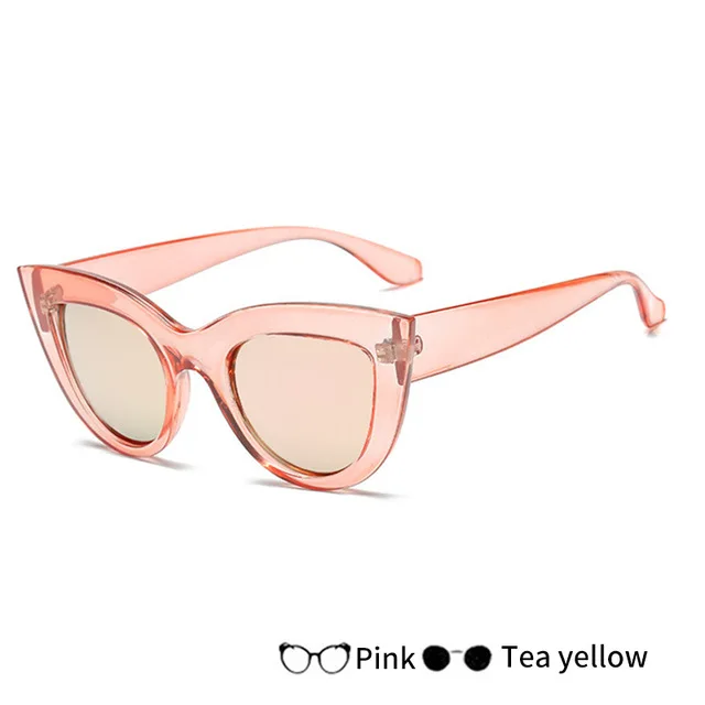 WISH CLUB, Ретро стиль, кошачий глаз, солнцезащитные очки для женщин, Ретро стиль, квадратные, солнцезащитные очки, сексуальные, круглые, солнцезащитные очки для девушек, большие, gafas oculos de sol - Цвет линз: r