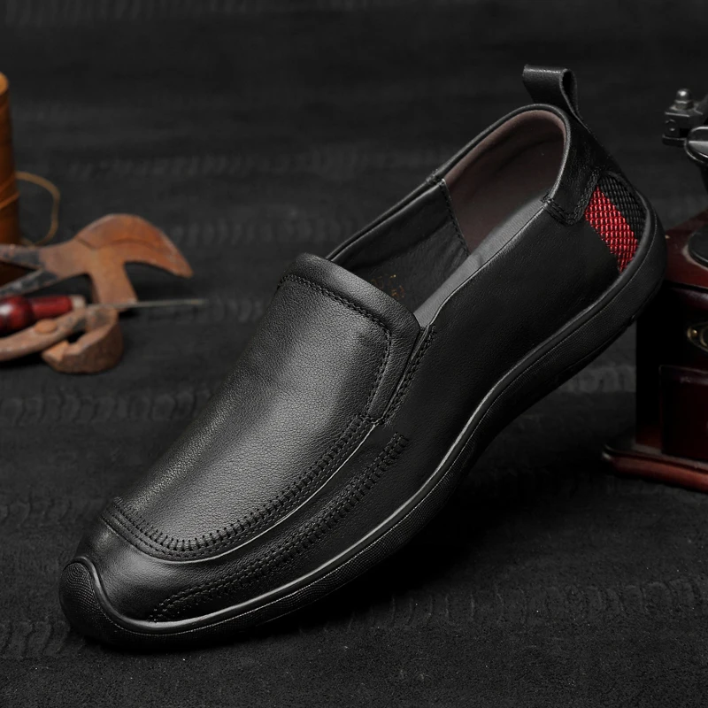 

2019 fashion genuine Leather Men Shoes Luxury Brand Italian Casual Men Loafers Moccasins Comfortable Breathable Slip on Shoes p4