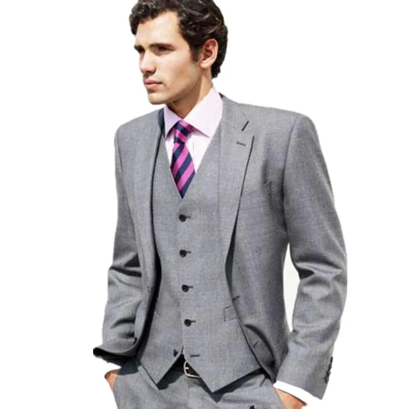8561 15 De Réductionnouveauté Gris Clair Marié Tuxedos Cranté Revers Mariage Costumes Pour Hommes 3 Pièces Formel Marié Mariage Costumes Hommes