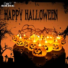 20 светодиодная батарея работает Хэллоуин Тыква светодиодный гирлянды Хэллоуин Праздник Рождественская вечеринка садовое украшение гирляндное освещение