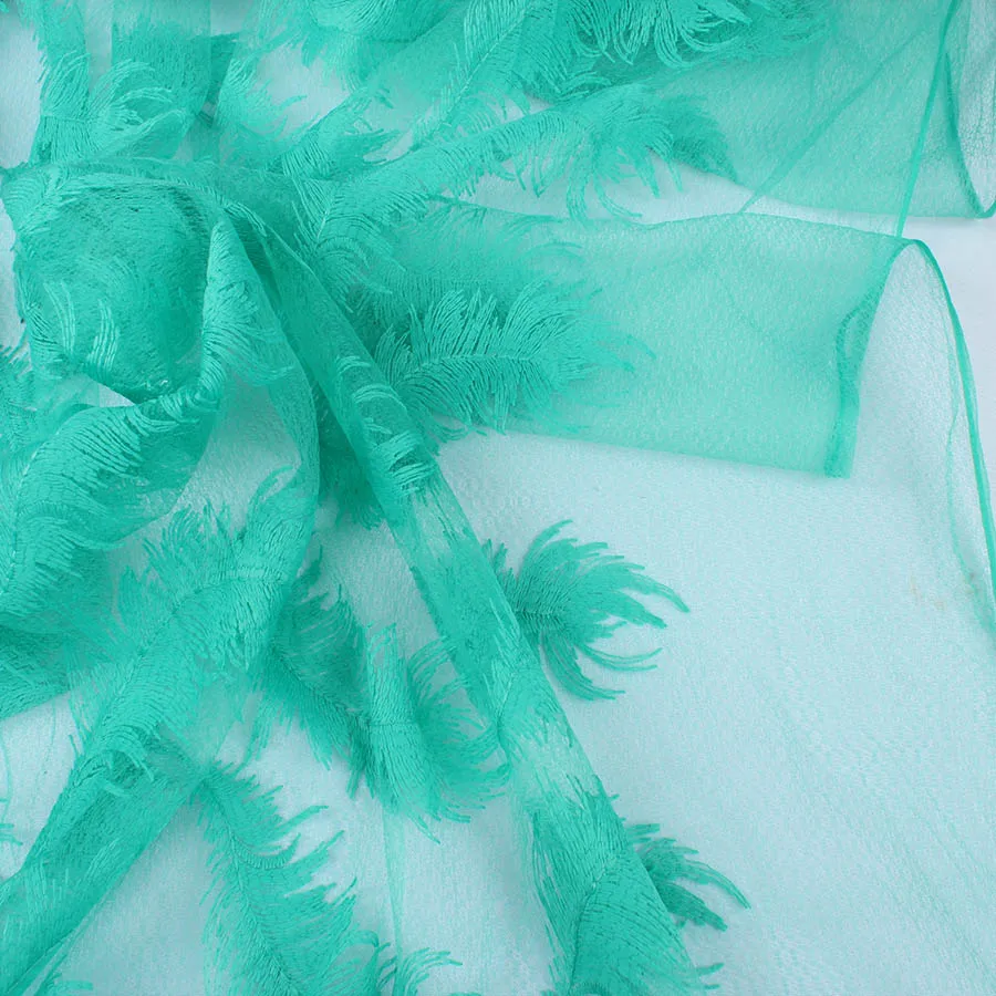 1 ярд Марля швейцарская вуаль кружева перо вышитый тюль чистая кружевная ткань Diy материал для изготовления одежды - Цвет: Green