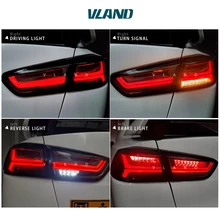 Free shipping China VLAND Car led tail lamp For 2008 2015 Mitsubishi Lancer A6L style Taillight With led Moving Signal light