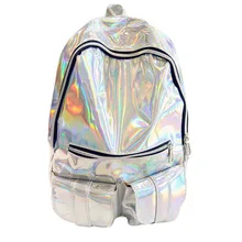 2017 frauen rucksack silber hologramm laser rucksack zurück pack herrentasche leder holographische daypack sac a dos mochila masculina