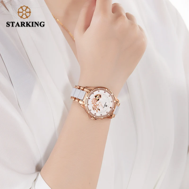 Старкинг механические часы Skelecon автоматические модные часы для женщин роскошный керамический браслет наручные часы Relogio Feminino Montre подарок