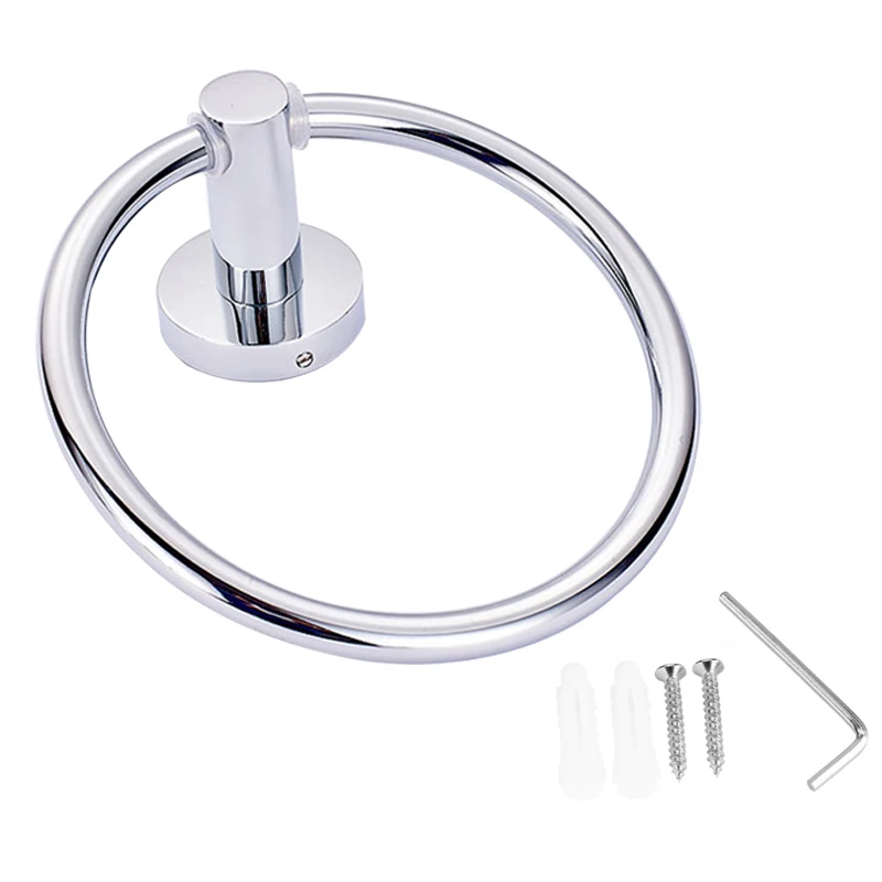 SmileMonkey Wall-Mounted Round  Towel ring Bathroom hand towel holder towel ring holder for Bathroom Accessories