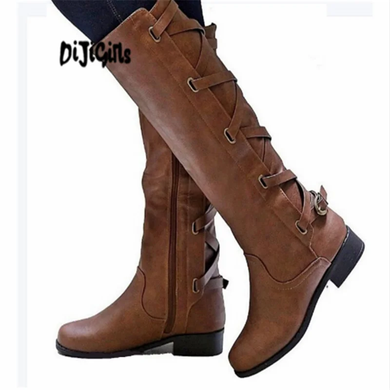 

DIJIGIRLS 2018 large sizes 35-43 Sexy Flat Shoes Knee-High Boots Woman Platform Winter women's Shoes Fashion Boot female W307