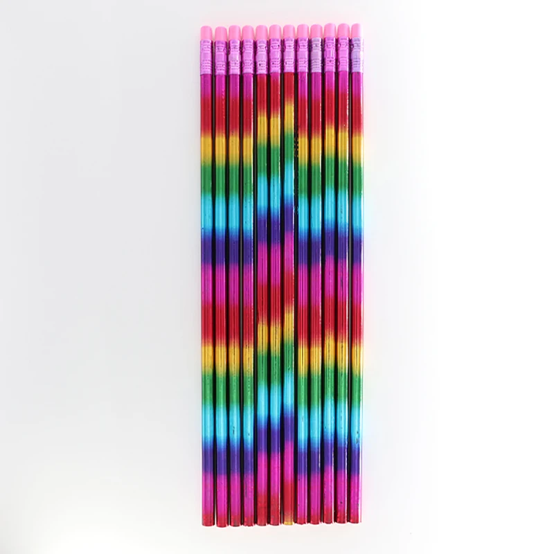 

12PCS Rainbow Pencil Wood Environmental protection Pencil Bright color Appearance Pencil school office supplise writing Pencil