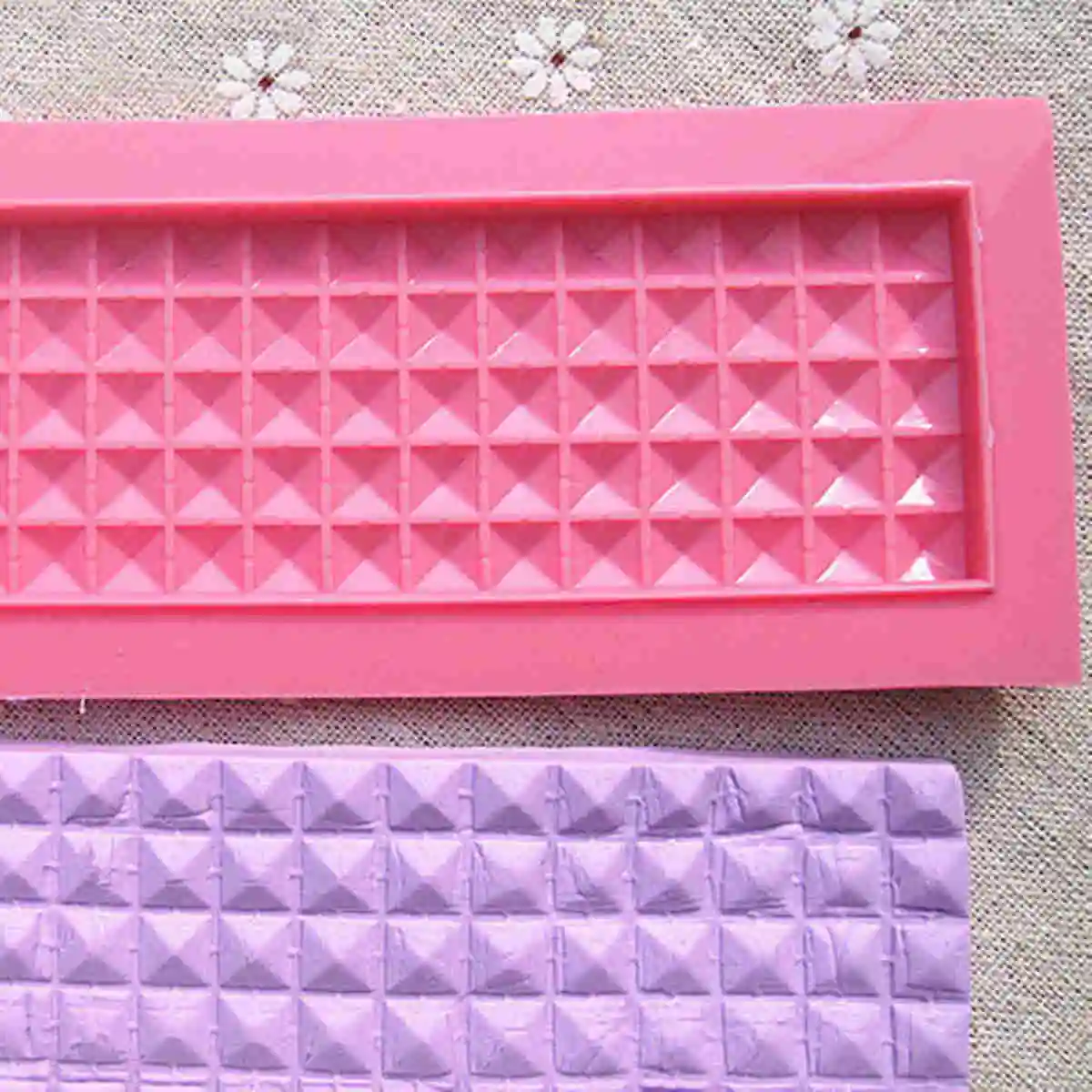 3D Long Square Diamond Silicone Fondant Mould Cake Decor Border Icing Sugar Mold