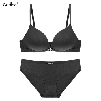 

Godier Women Bra Set Adjustasble Push Up Breathable BH Bra Brief Set Seamless Underwear Sexy brassiere Wireless Lingerie suit