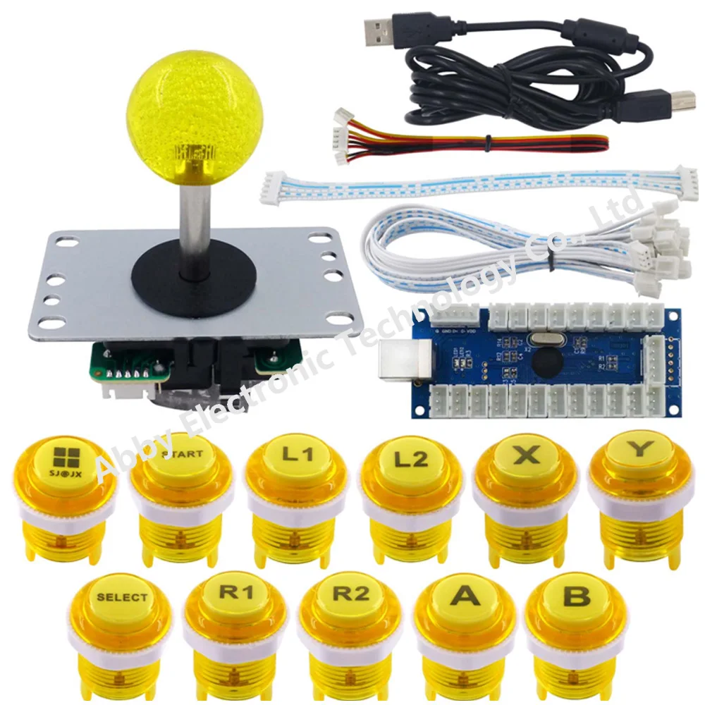SJ@JX 2 Player Arcade Game LED DIY Kit LED Button Zero Delay USB Encoder Mechanical Keyboard Switch for PC Raspberry Pi Arcade Fight Joystick Xbox Style Color LED