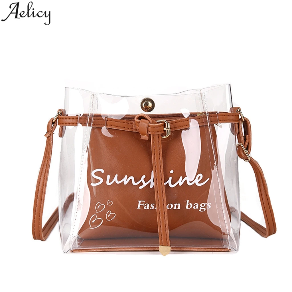 Aelicy Для женщин, новая модная детская одежда, 2 шт./компл. Письмо ПВХ сумка стильная сумка универсальные простые на одно плечо, сумка через плечо, модная сумка в руку