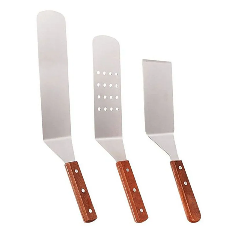 

3PC Grill Turner Spatula kit Kitchen Cooking Utensils Accessories For Cutlets Bacon Teppanyaki Pancake BBQ Grill Turner Spatula