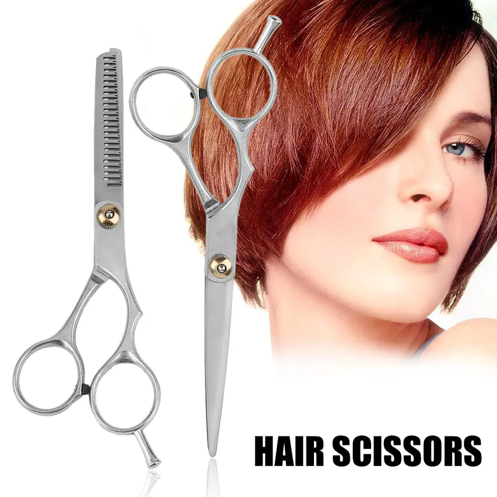 

5Pc Cutting Thinning Styling Tool Hair Scissors Stainless Steel Salon Hairdressing Shears Regular Flat Teeth Blades