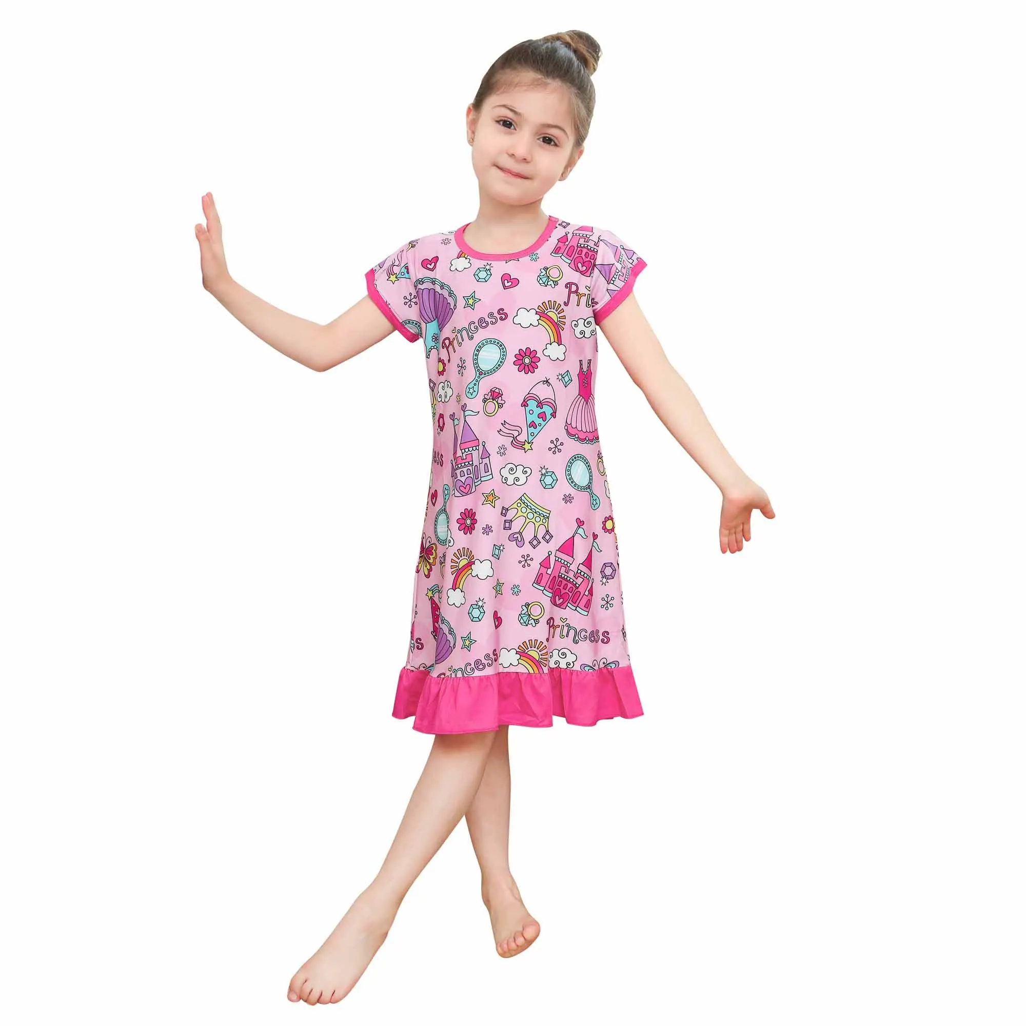 Летнее вечернее платье для девочек детские пижамы ночные рубашки из спандекса для девочек детская одежда для сна Одежда для девочек от 2 до 10 лет - Цвет: DD09