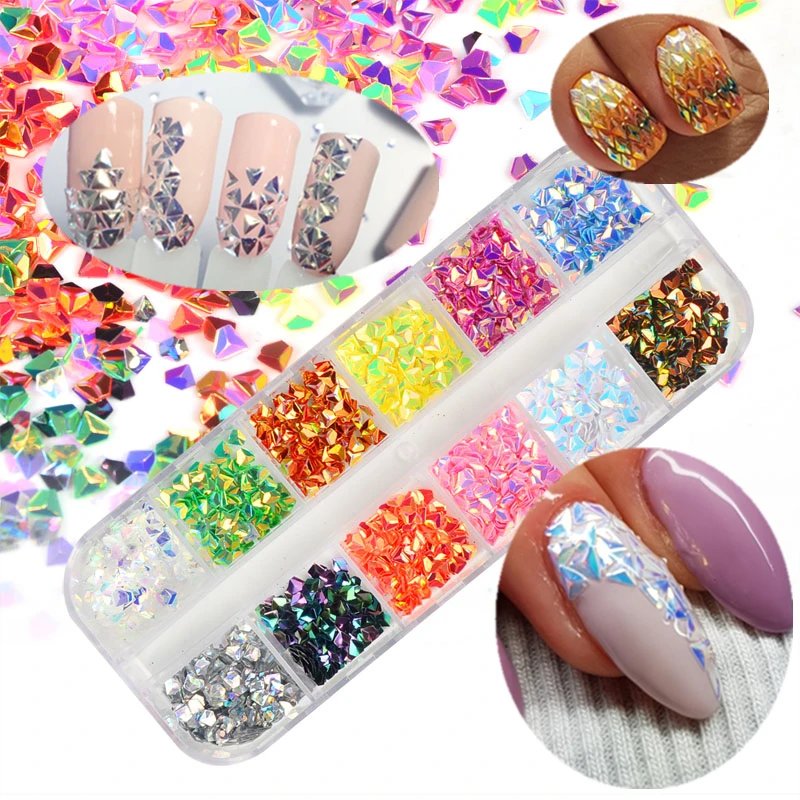 

AB Color Chameleon Unicorn Nail Glitter Sequins Triangle Iridescent Flakes Paillettes 3D Nail Art Decoration UV Gel DIY