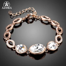 AZORA Розовое золото Цвет Маркиза Ясно Stellux австрийского Хрусталя полые теннис браслеты с подвесками TS0153