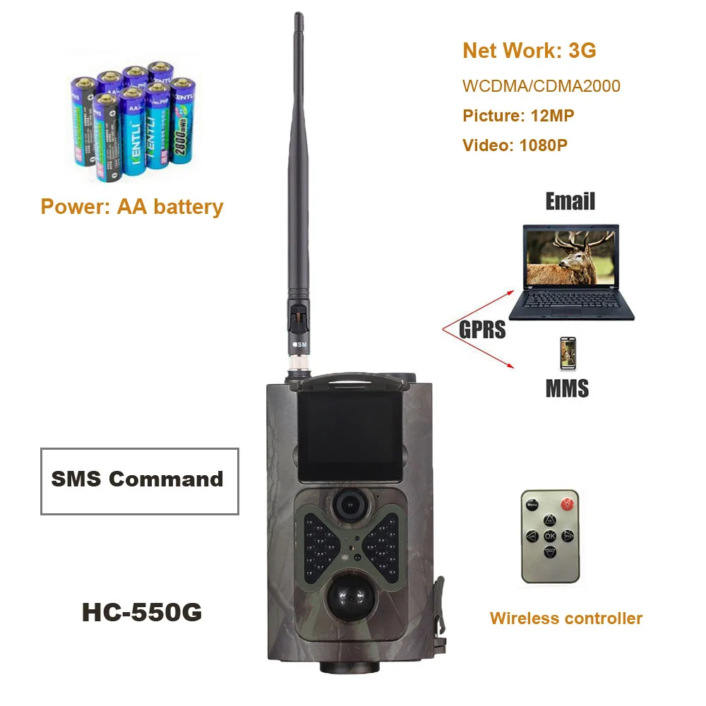 

16MP 1080P Hunting Trail Camera 3G MMS/SMTP/SMS Wide Angle Night Vision Wildlife Camera HC550G